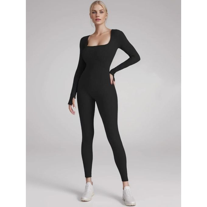 Black Bodycon Ladies Jumpsuit Suit